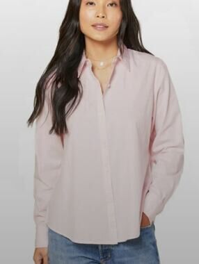 Outerknown Organic Cotton Button Up Shirt Womens Medium Light Pink Long Sleeve